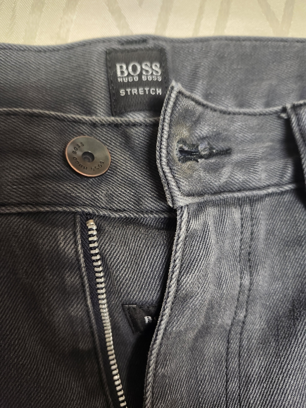 HUGO BOSS Men’s High-Rise Stretch Jeans — Charcoal